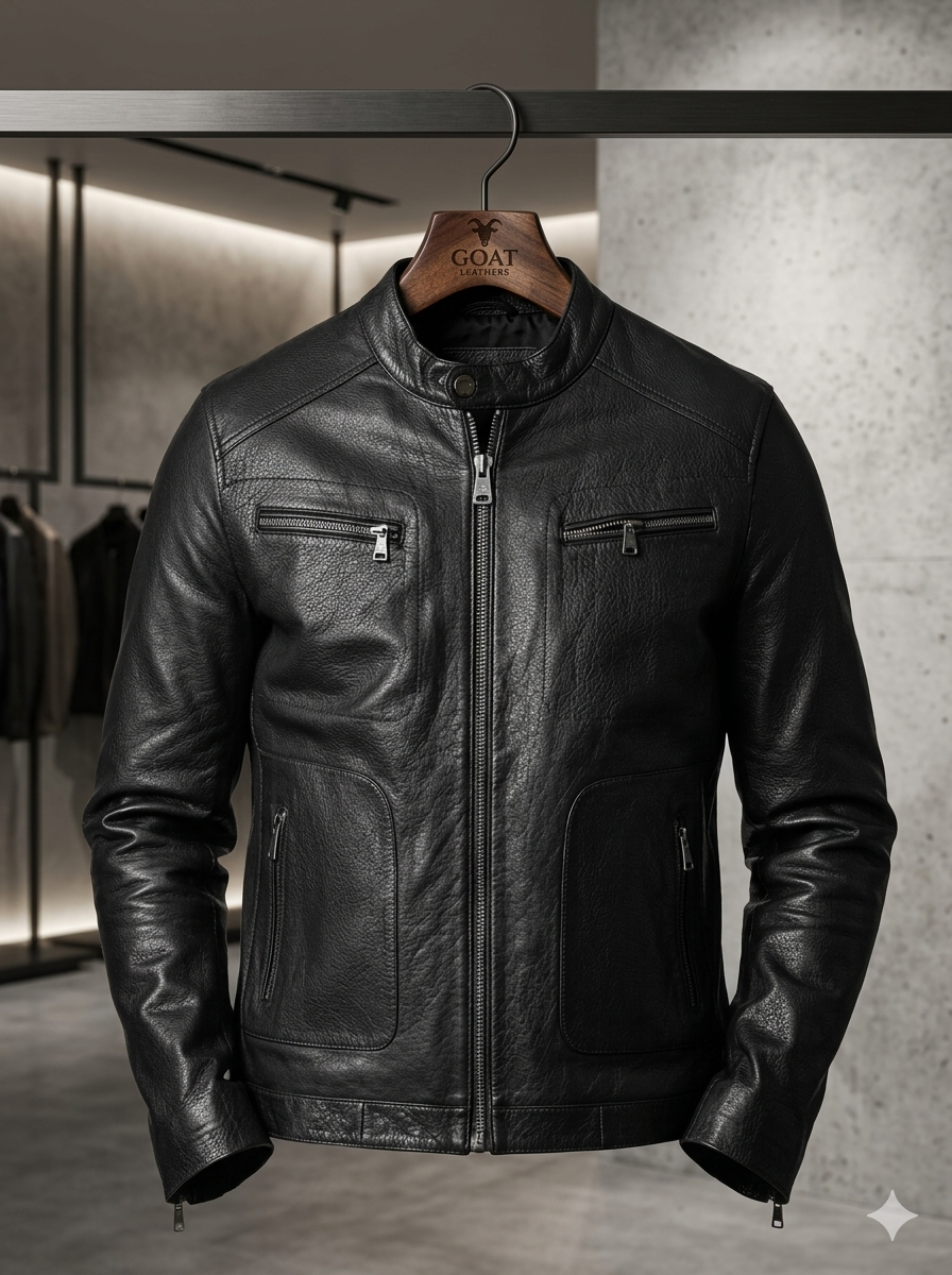 The Maverick — Men's Black Leather Jacket | GOAT Leathers Canada