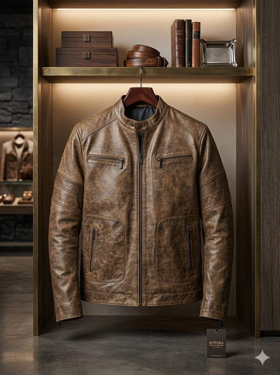 The Phantom — Men's Distressed Wax Leather Jacket | GOAT Leathers Canada