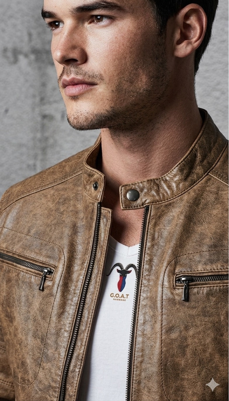 The Phantom — Men's Distressed Wax Leather Jacket | GOAT Leathers Canada