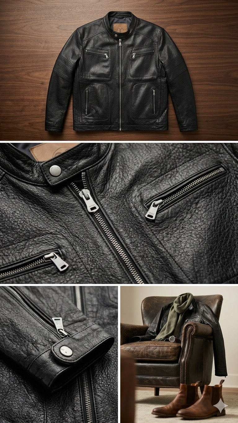 The Maverick — Men's Black Leather Jacket | GOAT Leathers Canada